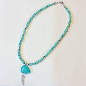 Turquoise Bear Fetish Sterling Beaded Necklace Native American